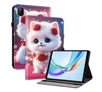 TEDTIKJT étuis pour Honor Pad X7 8.7" 2025 Coque Tablette Housse PU Cuir Flip Support Protection Motif Peint Tablette étui Housse pour Honor Pad X7 Coque,Rose Chat