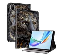 TEDTIKJT étuis pour Honor Pad X7 8.7" 2025 Coque Tablette Housse PU Cuir Flip Support Protection Motif Peint Tablette étui Housse pour Honor Pad X7 Coque,Lion d'or Noir