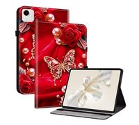 TEDTIKJT étuis pour Honor Pad X9A 11.5" 2025 Coque Tablette Housse PU Cuir Flip Support Protection Motif Peint Tablette étui Housse pour Honor Pad X9a Coque,Rose Papillon Perle