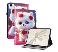 TEDTIKJT étuis pour Honor Pad X9A 11.5" 2025 Coque Tablette Housse PU Cuir Flip Support Protection Motif Peint Tablette étui Housse pour Honor Pad X9a Coque,Rose Chat