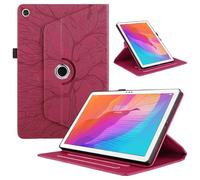TEDTIKJT Tablette Coque pour Huawei MatePad T 10 9.7 Pouces 2021 Etui Rotatif 360 Housse PU Cuir Flip Support Protection Cover Case pour Huawei MatePad T 10 9.7" Coque,Rouge Arbre