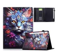 TEDTIKJT Tablette Coque pour Samsung Galaxy Tab S10 FE+ 13.1" 2025 SM-X620 X626 X626B étuis Housse PU Cuir Motif Peint Flip Support Protection Cover pour Galaxy Tab S10 FE+ Coque,Le Chat Coloré