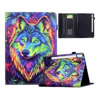 TEDTIKJT Tablette Coque pour Samsung Galaxy Tab S10 FE+ 13.1" 2025 SM-X620 X626 X626B étuis Housse PU Cuir Motif Peint Flip Support Protection Cover pour Galaxy Tab S10 FE+ Coque,Le Loup Couleur