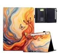 TEDTIKJT Tablette Coque pour Samsung Galaxy Tab S10 FE+ 13.1" 2025 SM-X620 X626 X626B étuis Housse PU Cuir Motif Peint Flip Support Protection Cover pour Galaxy Tab S10 FE+ Coque,Le Feu Papillon