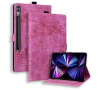 TEDTIKJT Tablette Coque pour Samsung Galaxy Tab S10 FE+ 13 Pouces Étui PU Cuir à Rabat Magnétique Support Protection Housse pour Samsung Galaxy Tab S10 FE+ Coque,Rose Fleurs de Cerisier et Chats