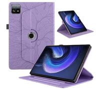 TEDTIKJT Tablette Coque pour Xiaomi Pad 6/Pad 6 Pro 11" 2023 PU Cuir 360°Rotatif Multi-Angle Stand Flip Cover Arbre de Vie Rotating Étui Housse Protection Tablette Cover,Violette