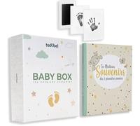 Tedybel Coffret Souvenirs Bébé 3-En-1: Livre, Kit Empreintes Sans Contact & Boîte À Souvenirs Luxueuse. Multicolore