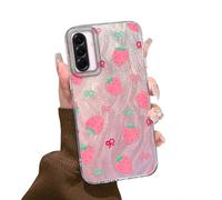 Tedyhulle Coque pour Samsung Galaxy A56 5G/ A36 5G, Etui avec Rose Fraises Fruits Motif Adorable, Fine Souple TPU Bumper Antidérapante Antichoc Protection Housse Femme Fille Elégante Paillette Case