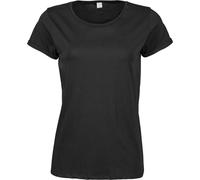 Tee Jay manches roulées femmes coton T-shirt BC3821 (XL) (Noir)