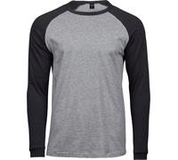 Tee Jays T-shirt baseball homme manches longues PC3419 (3XL) (Gris chiné/Noir)