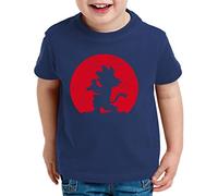 Tee Kiki Kame Moon Goku T-Shirt pour Enfants Son Dragon Master Ball Vegeta Turtle Roshi DB, Kinder T-Shirt Größe:98-104 (3-4 Ans), Kinder Farben:Bleu foncé