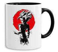 Tee Kiki Red Sun Gohan - tasse à café Mug cadeau Son Ruffy Luffy Zoro Saitama One Dragon Master Goku Ball Vegeta Roshi Piece Db, Farbe2:Blanc
