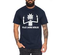 Tee Kiki Rick Peace T-Shirt pour Homme Morty dan Sanchez Mr Rick Meeseeks Harmon, Farbe2:Bleu foncé, Größe2:Medium