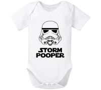 Tee Kiki Storm Pooper Body bébé Coton Bio Proverbes Barboteuses Garçons et Filles 0-12 Mois, Größe2:68/4-6 Mois, Baby:Blanc