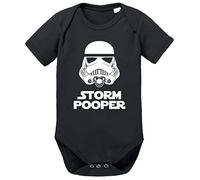 Tee Kiki Storm Pooper Body bébé Coton Bio Proverbes Barboteuses Garçons et Filles 0-12 Mois, Größe2:80/10-12 Mois, Baby:Noir