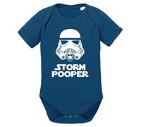 Tee Kiki Storm Pooper Body bébé Coton Bio Proverbes Barboteuses Garçons et Filles 0-12 Mois, Größe2:56/0-2 Mois, Baby:Bleu foncé
