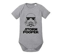 Tee Kiki Storm Pooper Body bébé Coton Bio Proverbes Barboteuses Garçons et Filles 0-12 Mois, Größe2:68/4-6 Mois, Baby:Gris Chiné