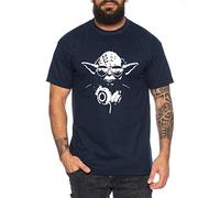 Tee Kiki Yoda - T-Shirt pour Homme DJ Yoda Jedi Ritter The Empire Turntables Music Rave House Trance Techno Geek, Farbe2:Bleu foncé, Größe2:XX-Large