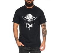 Tee Kiki Yoda - T-Shirt pour Homme DJ Yoda Jedi Ritter The Empire Turntables Music Rave House Trance Techno Geek, Farbe2:Noir, Größe2:X-Large
