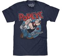 Tee Luv Popeye The Sailorman T-Shirt I Yam What I Yam Popeye Cartoon Shirt, Denim Black Heather, Medium