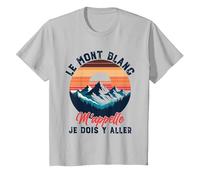 Tee Mont Blanc Sport Montagne | Escalade Trekking Chamonix T-Shirt, Enfant, Argent, 12 Ans