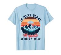Tee Mont Blanc Sport Montagne | Escalade Trekking Chamonix T-Shirt, Homme, Bleu Céleste, L