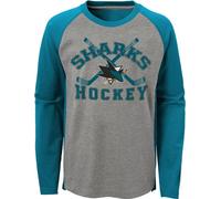 Tee NHL Intent, bleu, manches longues, logo San Jose Sharks devant, San Jose Sharks, taille : XL /164 cm