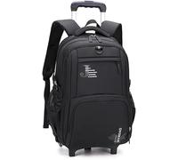 Tee Rollig Cartable Sac à Dos De Voyage à roulettes pour Garçons Trolley Luggage, Black, 2-Wheel