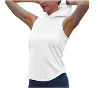 Tee Shirt à Capuche sans Manches pour Femme Débardeur Sport Yoga Fitness Court T Shirt Personnalisé à Capuche Couleur Unie Jogging Sportwear Décontracté Casual Top D’entraînement Port Quotidien