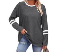 Tee Shirt À Manches Longues Femme Col Round Blouse Chic Et Élégant Lâche Haut Décontracté T-Shirt Bloc De Couleur Tunique Basic Top Pulls Tendance Décontractés Automne Printemps 2026