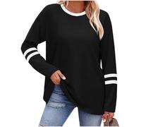 Tee Shirt À Manches Longues Femme Col Round Blouse Chic Et Élégant Lâche Haut Décontracté T-Shirt Bloc De Couleur Tunique Basic Top Pulls Tendance Décontractés Automne Printemps 2026