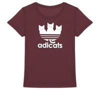 Tee Shirt Adicats - pour Femme - Imprimé en France - Coton 100% Bio - Cadeau Animaux Original Rigolo (Bordeaux, S)