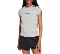 adidas Femme Essentials Linear Cotton T-Shirt, Medium Grey Heather/Black, M