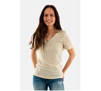 Tee-shirt ajusté Morgan 212-Diwi ivoire - Col V en maille ajourée - Manches courtes - Fils métallisés S