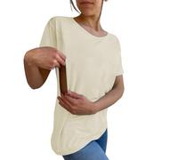 Tee Shirt Allaitement Femme Manches Courtes et Col Rond Haut Maternité Femme Zip Côté Top Allaitement Femme T-Shirts Allaitement Humour Débardeur de Maternité Souples Tops Blouse