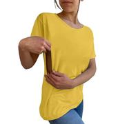 Tee Shirt Allaitement Femme Manches Courtes et Col Rond Haut Maternité Femme Zip Côté Top T-Shirts Allaitement Humour Couleur Unie Débardeur de Maternité Souples Tops Blouse