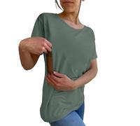 Tee Shirt Allaitement Manches Courtes Col Rond Femme - Haut Maternité avec Zip Côté Top Humour - Débardeur de Maternité Souple Blouse