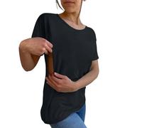 Tee Shirt Allaitement Manches Courtes Col Rond - Haut Maternité Femme avec Zip Côté - Top Humour Souples Blouse