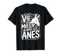 Tee Shirt Âne Thème Mignon Motif Vie Mieux avec Les Ânes T-Shirt