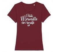 Tee Shirt Annonce Grossesse Petite Merveille en Route - pour Femme - Imprimé en France - Coton 100% Bio - Cadeau Annonce Grossesse Maman Original Rigolo (Bordeaux, L)