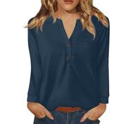 Tee Shirt Anti UV Femme Grande Taille Tee Shirt Manche Longue Femme Oversize T-Shirt Col V Boutonné Tshirt 2025 Nouveau Haut Automne Top Décontractés Vêtements Chic Loungewear XXXL Chemise