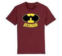 Tee Shirt Bitman - LA FRENCH TOUCH - Pour Homme - Coton 100% bio - Bordeaux - Blanc - Col arrondi XXXL