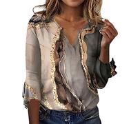 Tee Shirt Blanc Col V Femme Manche Longue Haut Blouse Blanche Chimie Top Fleuri Chemise Courte Hawaïen Magnum