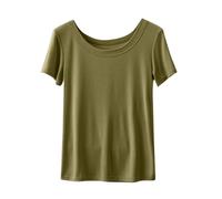 Tee Shirt Blanc Femme Élégant T-Shirts à Manches Courtes Col Rond Femme Haut Décontractéà La Mode Sport Grande Taille Couleur Unie Femme Chemisier de Pyjama Top D’entraînement Port Quotidien