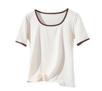 Tee Shirt Blanc Femme T-Shirts à Manches Courtes Sport Femme Décontractés Ample Mode Yoga Fitness T Shirt Personnalisé Femme Hauts D'été Polyvalente Blouse à La Mode Loisirs Quotidiennes