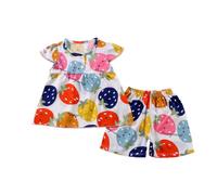 Tee Shirt Blanc Fille Ensemble deux pièces pour fille, confortable et respirant, composé d'un haut et d'un short à manches volantes imprimés de dessins animés. Vetement Bebe 12 Mois (Red, 7-8 Years)