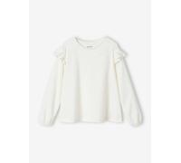 Tee-shirt blouse fille manches longues à volant personnalisable écru 8A