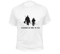 Tee Shirt Chasse, Chasseur de père en Fils, idée Cadeau fête des pères (XXL,401, Blanc)