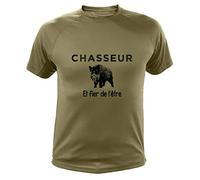 Tee Shirt Chasse, Chasseur et Fier de l'être Sanglier (12/14,221, Vert)