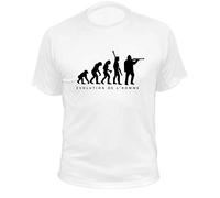 Tee Shirt Chasse Evolution de l'homme Idée Cadeau Chasseur (XL,172, Blanc)